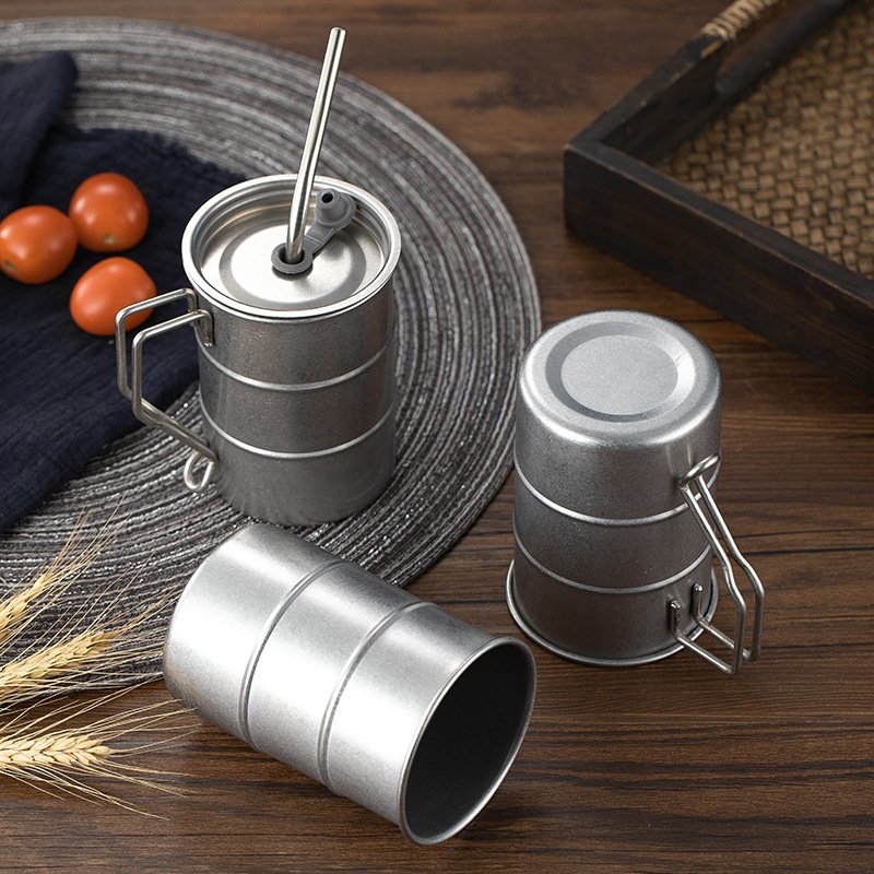 Customized logo 350ml Beer Mug Stainless Steel water mug Metal Travel coffee cup creative retro industrial style water cup