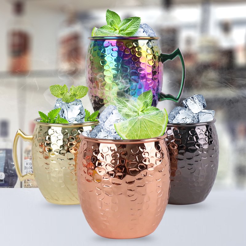 Wholesale High quality Stainless Steel Classical Hammered Moscow Mule Mug Wedding Wine Cup Party Beer Cocktail Cup Copper Mug