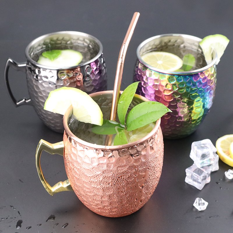 Wholesale High quality Stainless Steel Classical Hammered Moscow Mule Mug Wedding Wine Cup Party Beer Cocktail Cup Copper Mug