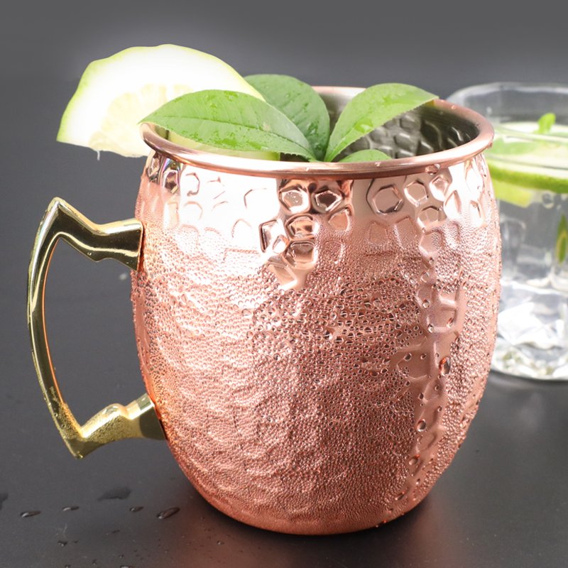 Wholesale High quality Stainless Steel Classical Hammered Moscow Mule Mug Wedding Wine Cup Party Beer Cocktail Cup Copper Mug
