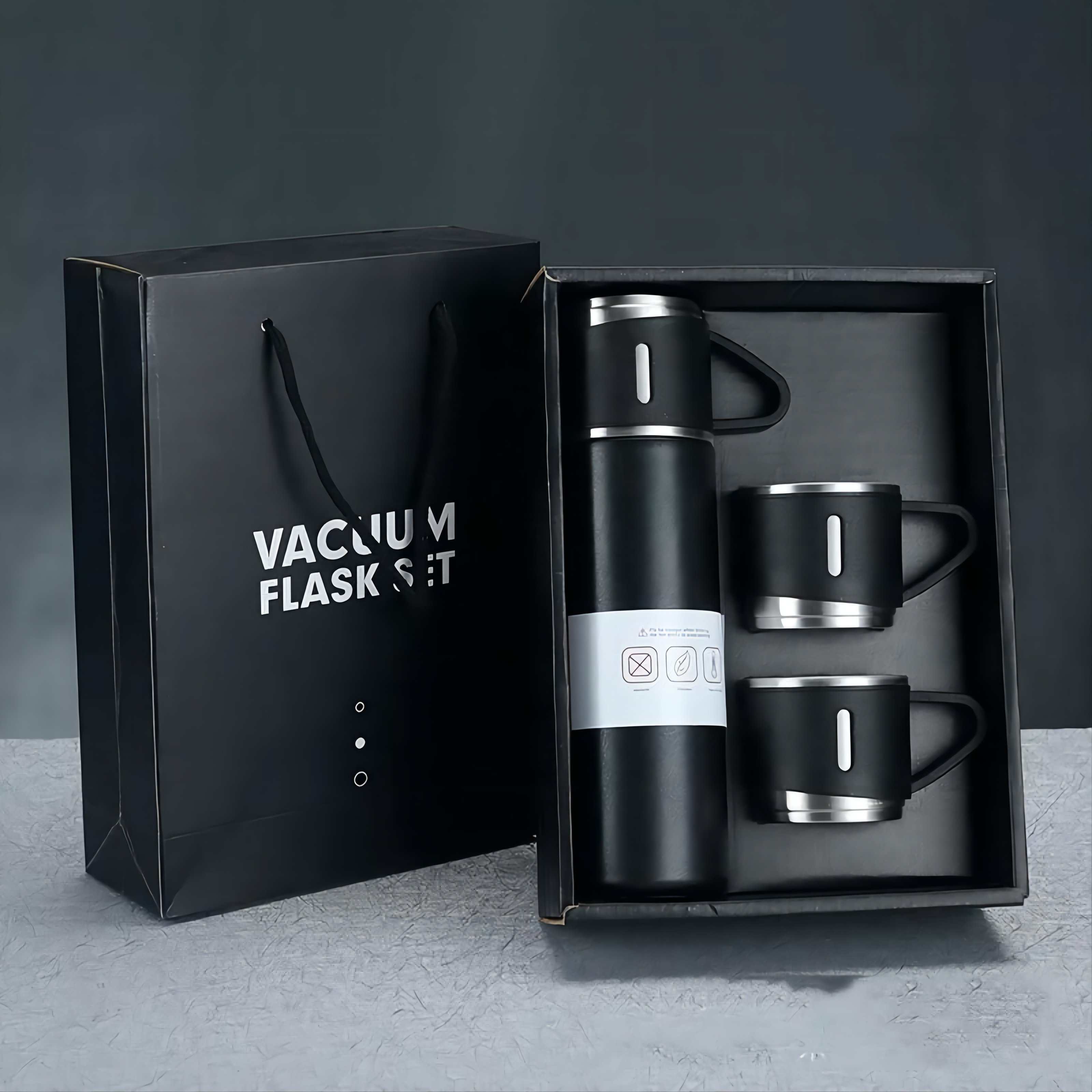 Top Seller Flasche Mit Tasse Stainless Steel Insulated Thermos Bottle Water Bottle Mug Tumbler Vacuum Flask Gift Set With 3 Lids
