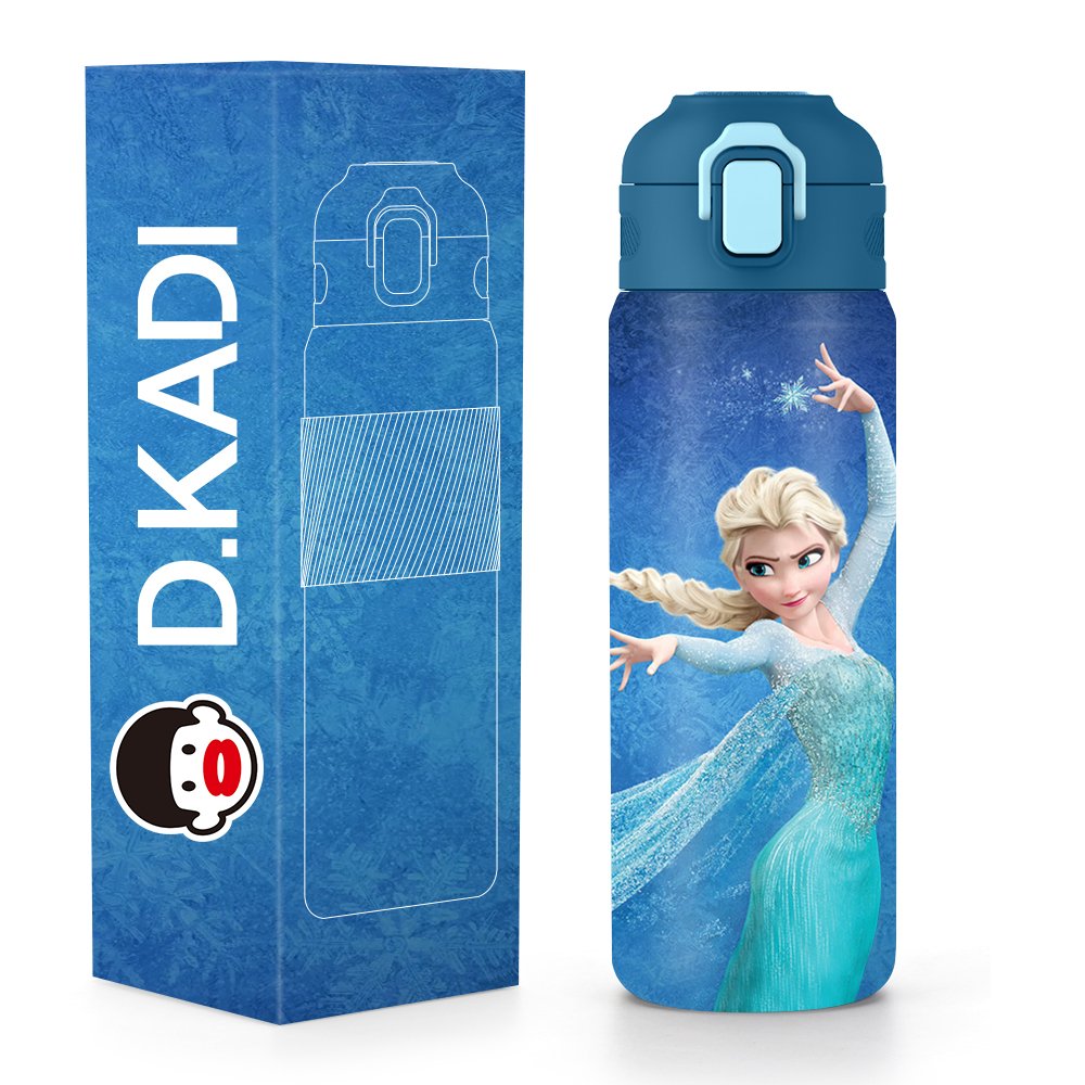 600ml Thermos Bottle 316 Stainless Steel Insulated Water Bottle, Travel Leak-proof Bounce Lid Vacuum Flasks with Straw