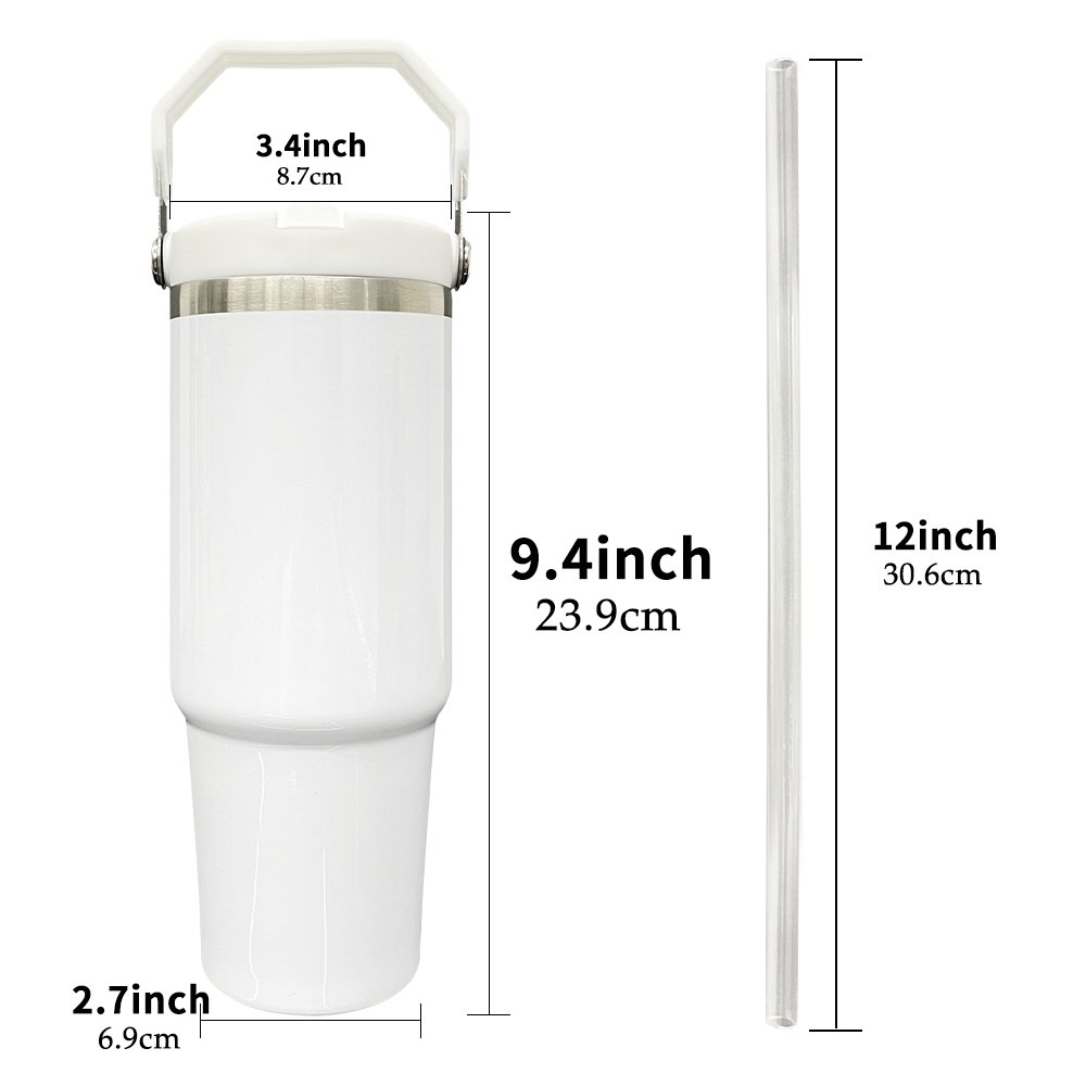 30oz flip top macaron cup double walled stainless steel matte colored sublimation water bottle with handle For DIY printing