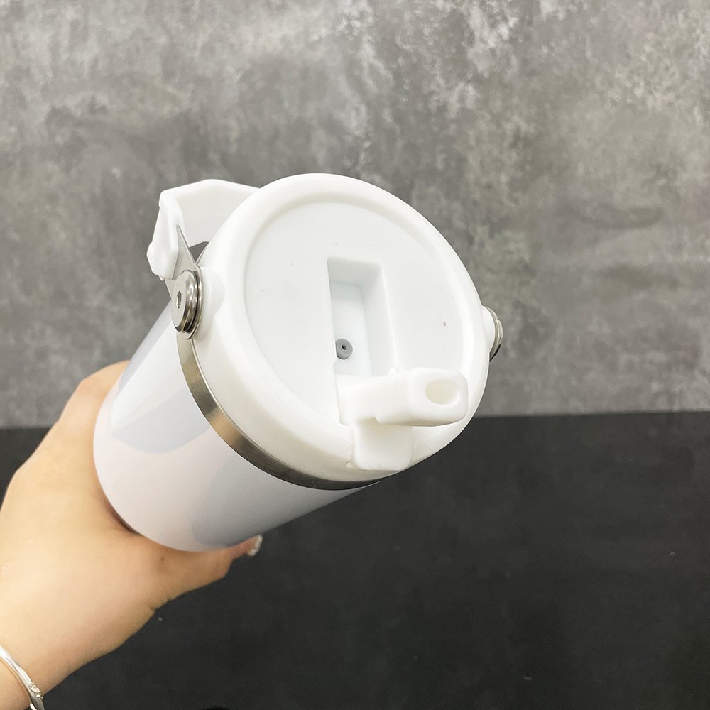 30oz flip top macaron cup double walled stainless steel matte colored sublimation water bottle with handle For DIY printing