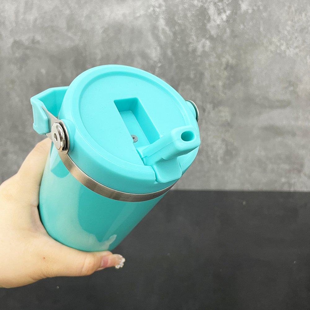 30oz flip top macaron cup double walled stainless steel matte colored sublimation water bottle with handle For DIY printing