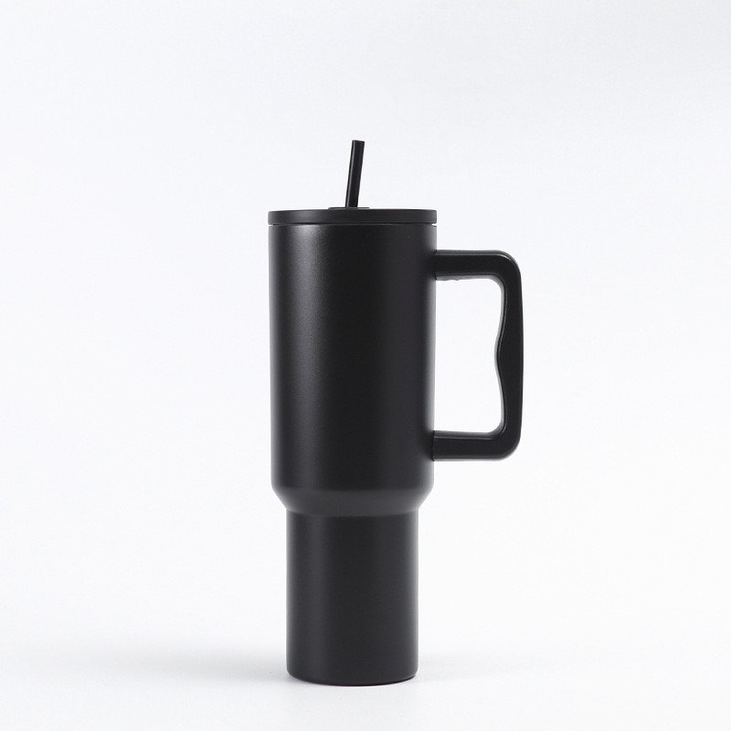 40oz Double-Walled Stainless Steel Tumbler Powder Coated Coffee Mug with Handle Lid Vacuum Insulated Reusable for Party