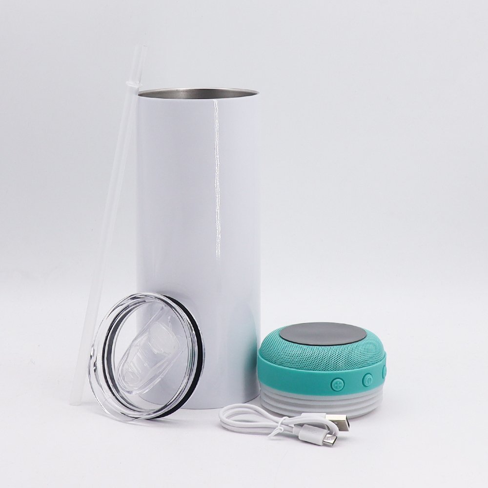 Factory direct sell multiple color sublimation blanks smart wireless music cup sub tumbler with speaker bulk