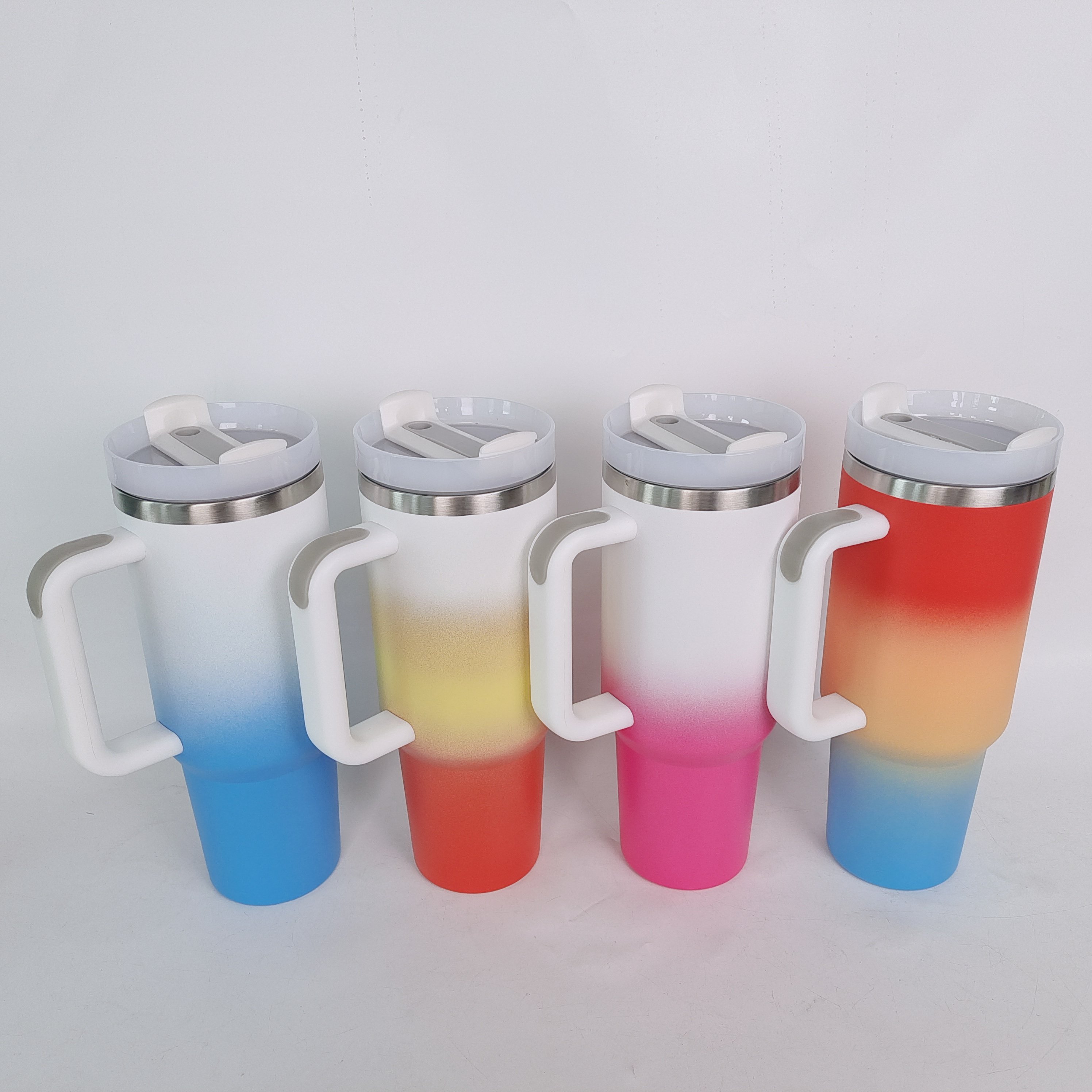 2024 H2.0 Gradient Rainbow Ombre Customized 30oz 40oz Traveler Tumbler 40 oz Car Mug With Handle And Lid