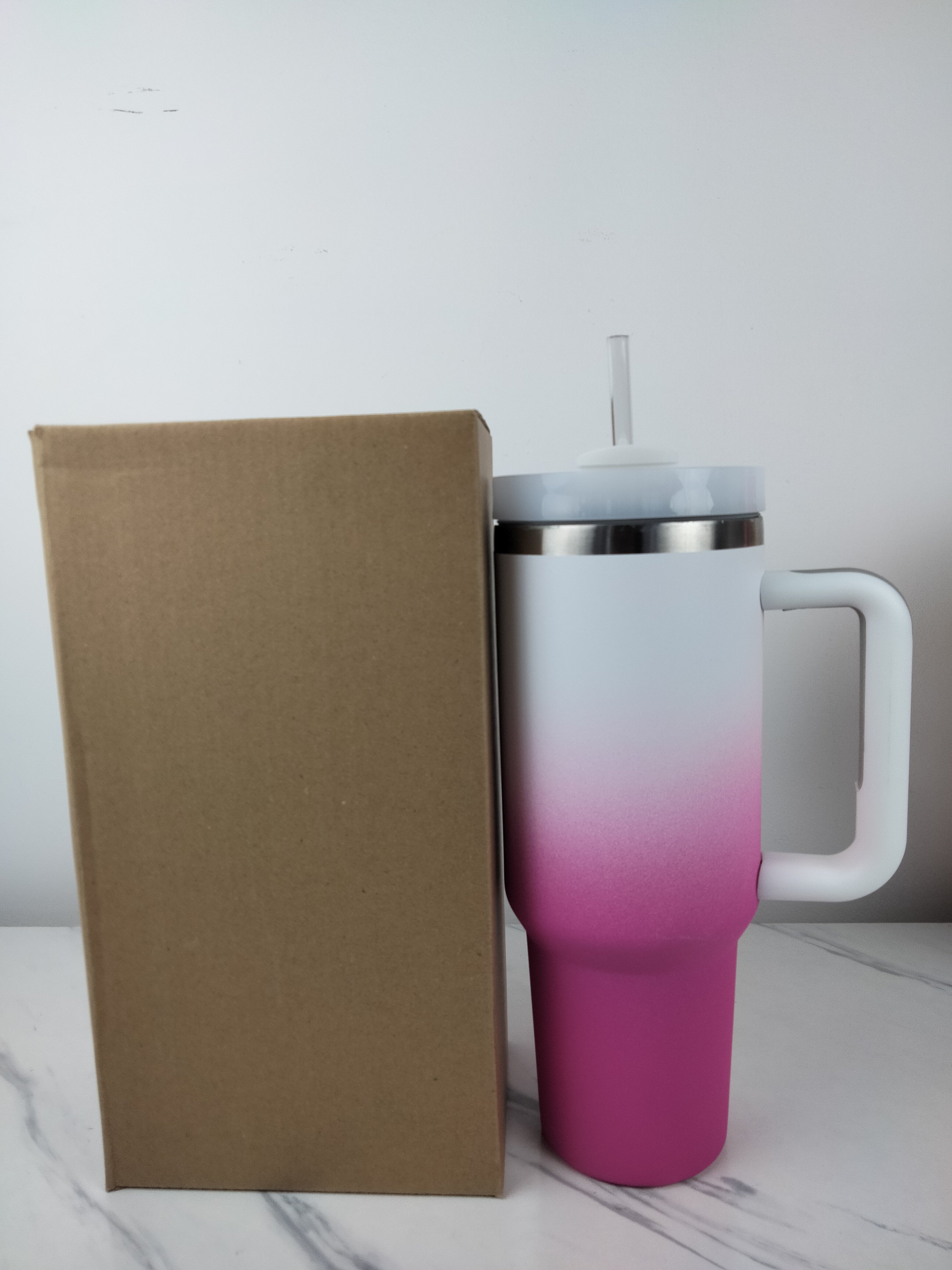 2024 H2.0 Gradient Rainbow Ombre Customized 30oz 40oz Traveler Tumbler 40 oz Car Mug With Handle And Lid