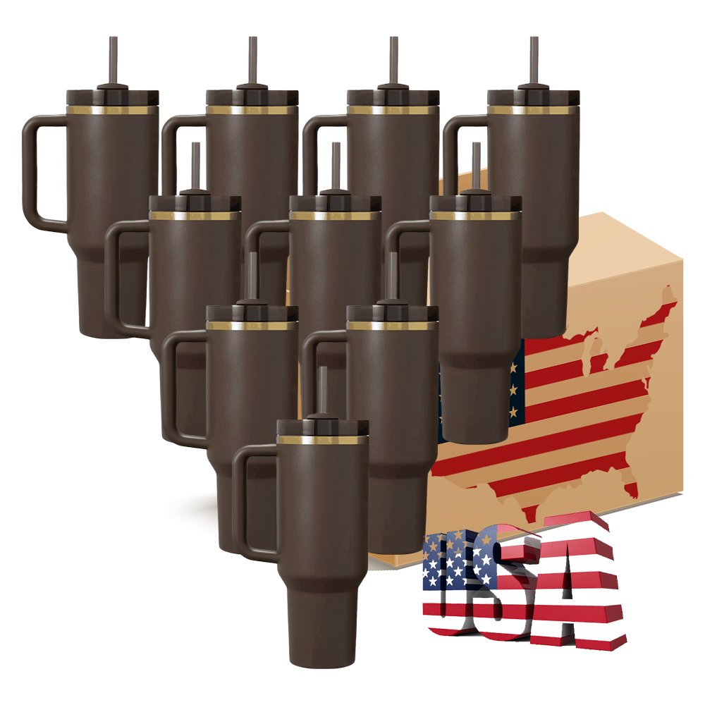 USA Warehouse Copper Dark Brown Coco Gold Underneath 30oz 40oz Tumblers Water Bottle For Laser Engraving
