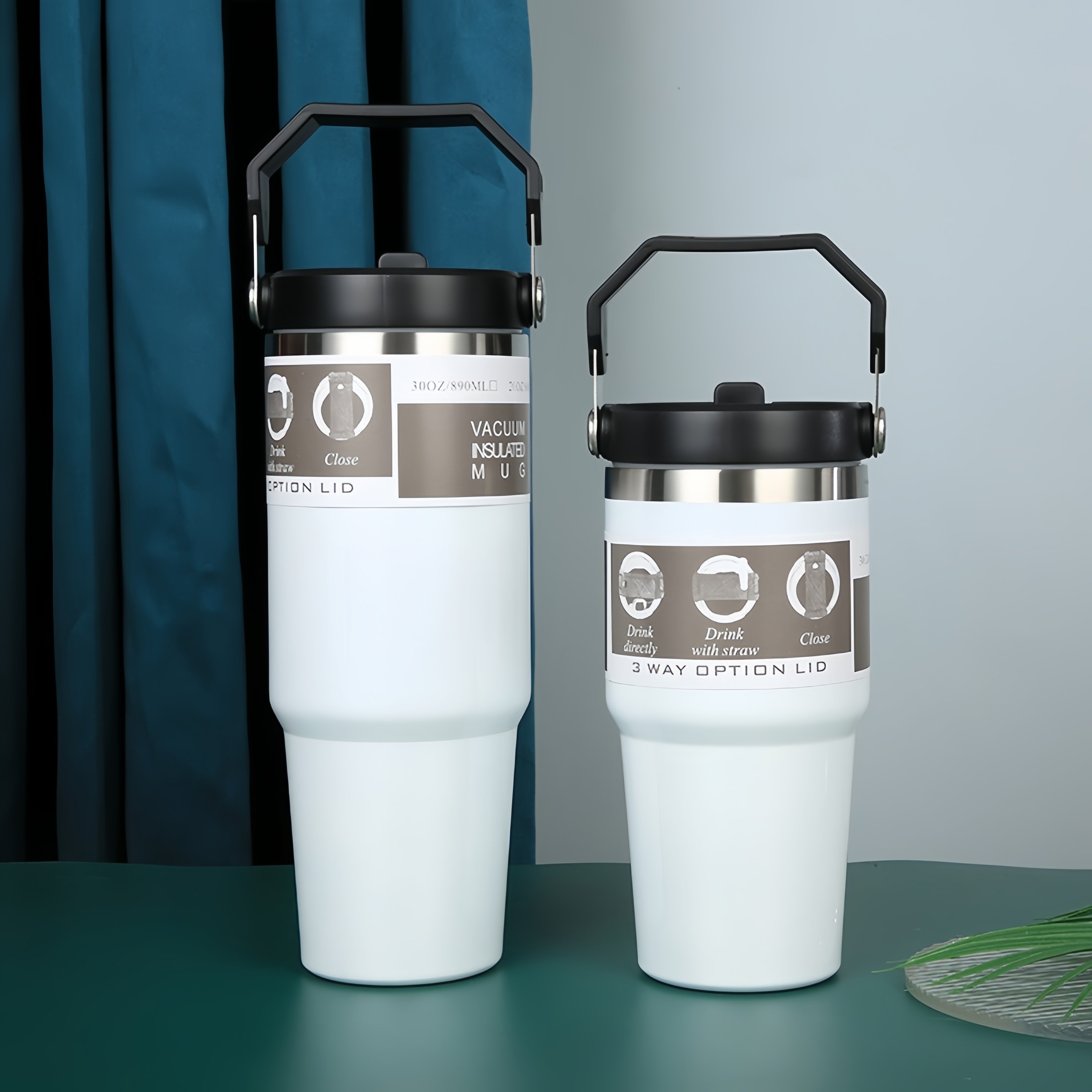 Wholesale 20/30/40oz Double Insulated Metal Tumbler Cup Vacuum 304 Stainless Steel Insulated Water Bottle Travel Mug With Handle