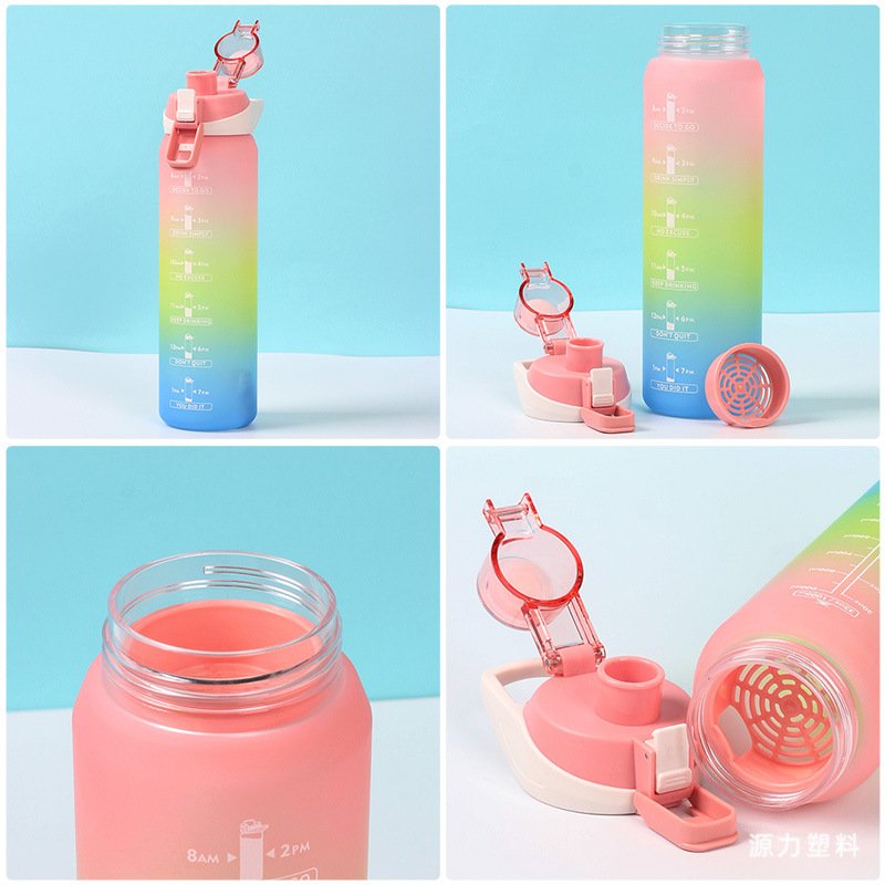 Custom Logo 32oz 1000ml Leak Proof BPA Free Tritan Water Bottles Colorful Motivational Sport Plastic Water Bottle