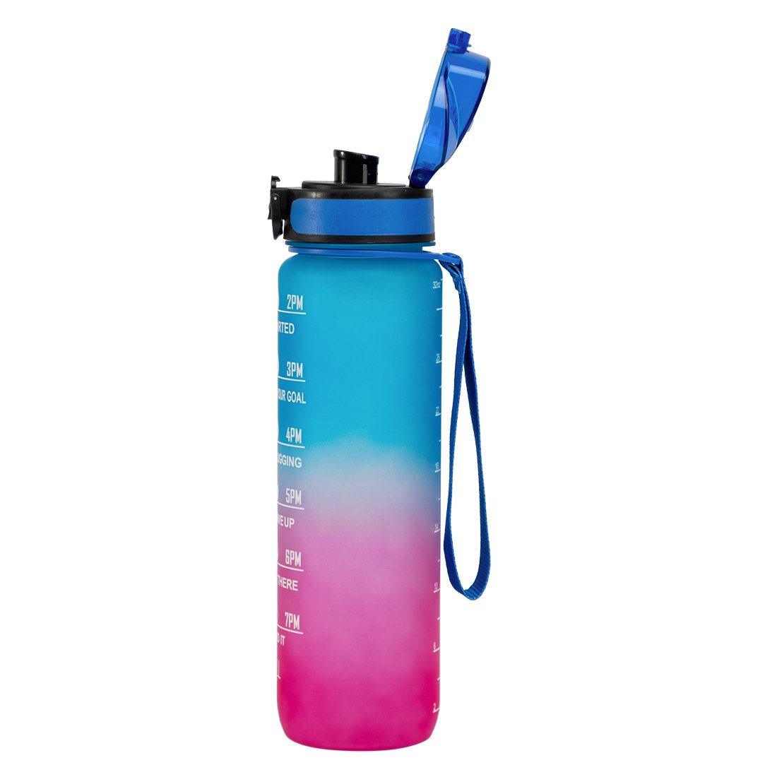 High Quality BPA Free Tritan plastic water bottle with straw and time marker