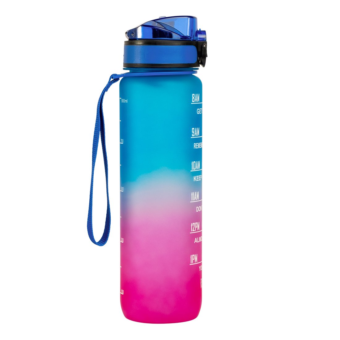 High Quality BPA Free Tritan plastic water bottle with straw and time marker