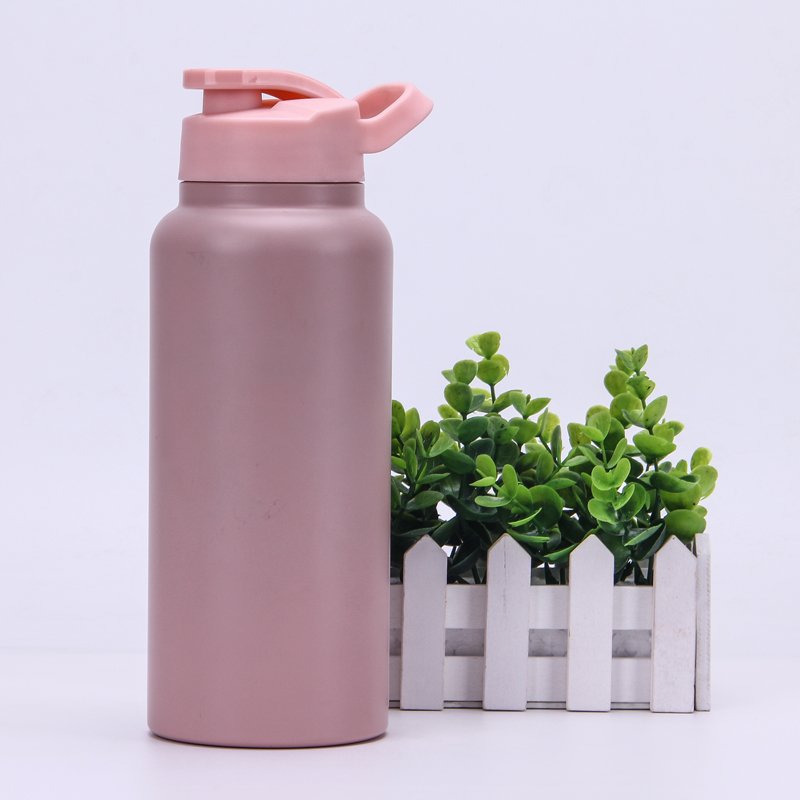Custom Logo Sports Gym 1000ML Double Wall Stainless Steel Vacuum Insulated Water Bottle with Flip Spout Lid