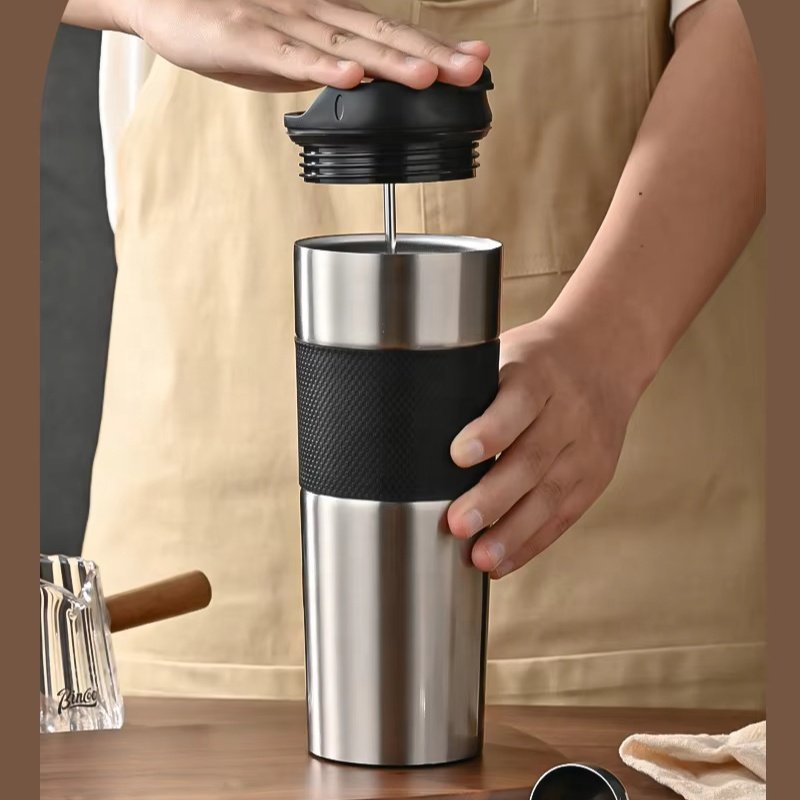 Hand French Press Cup Convenient and High Quality Stainless Steel Custom Insulated Coffee Mug