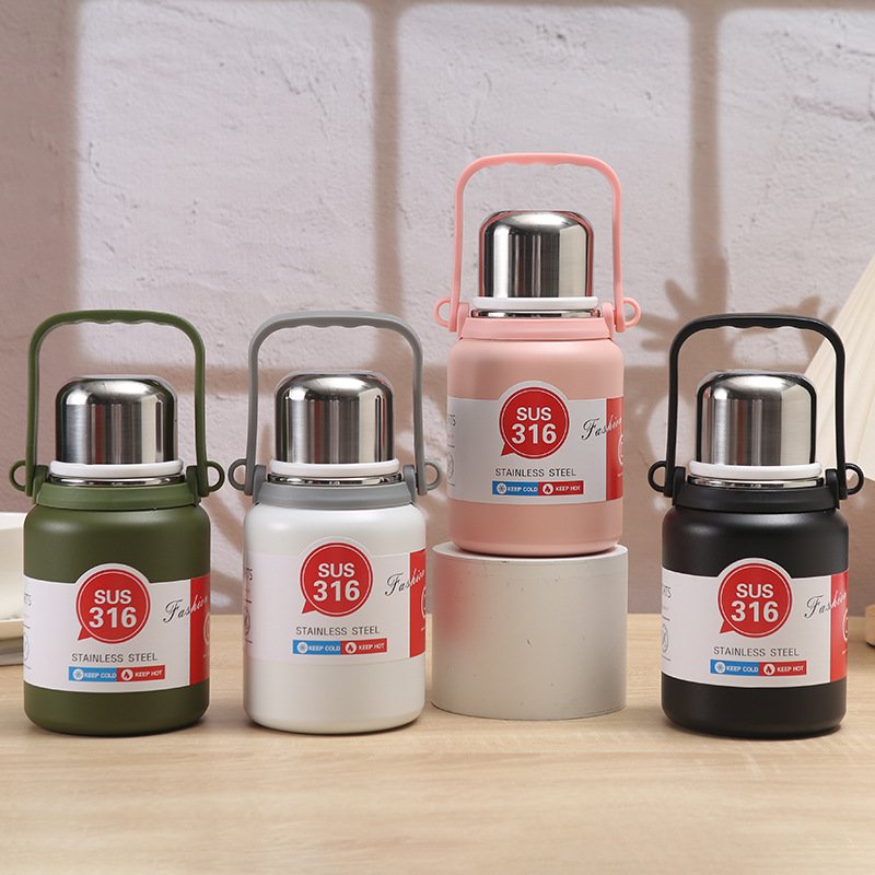Custom 316 stainless steel insulated thermos vacuum flasks 800ml double wall sports camping water bottle with handle