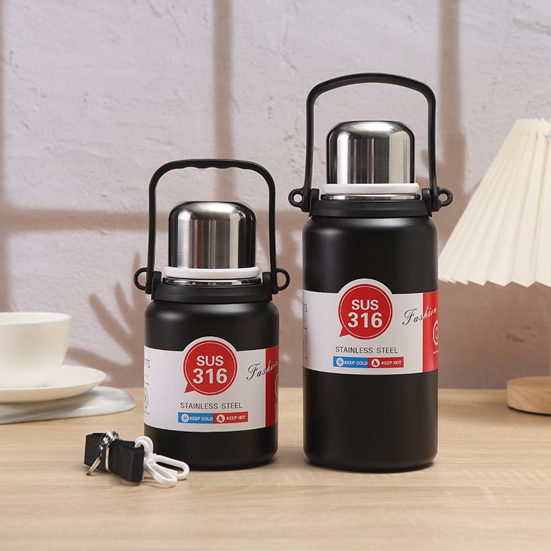 Custom 316 stainless steel insulated thermos vacuum flasks 800ml double wall sports camping water bottle with handle