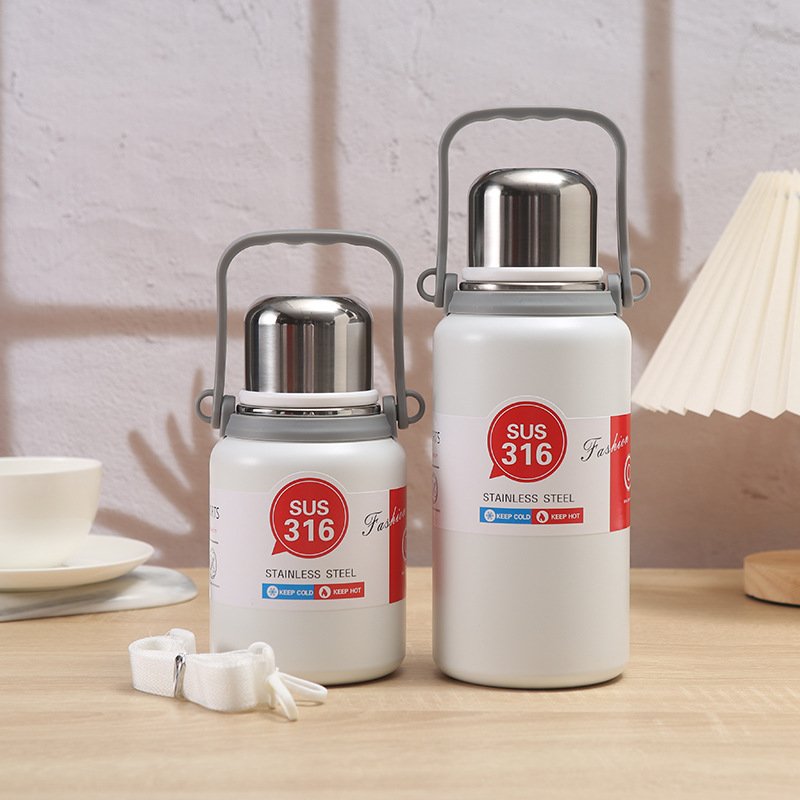 Custom 316 stainless steel insulated thermos vacuum flasks 800ml double wall sports camping water bottle with handle