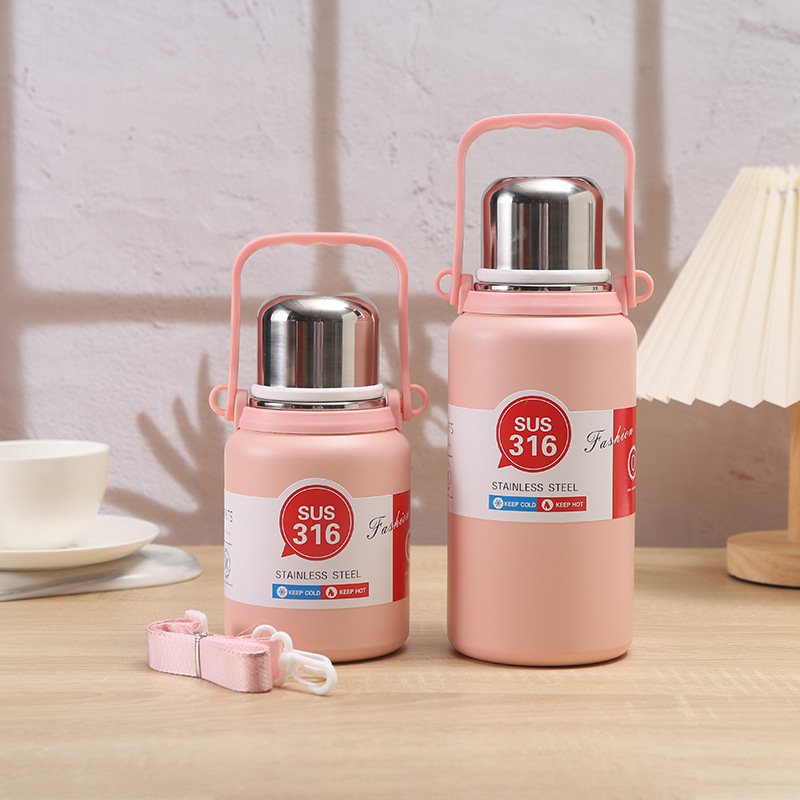 Custom 316 stainless steel insulated thermos vacuum flasks 800ml double wall sports camping water bottle with handle