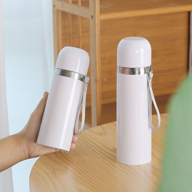 Coated 350ml 500ml sublimation thermos vacuum flask blanks white water bottle wholesale