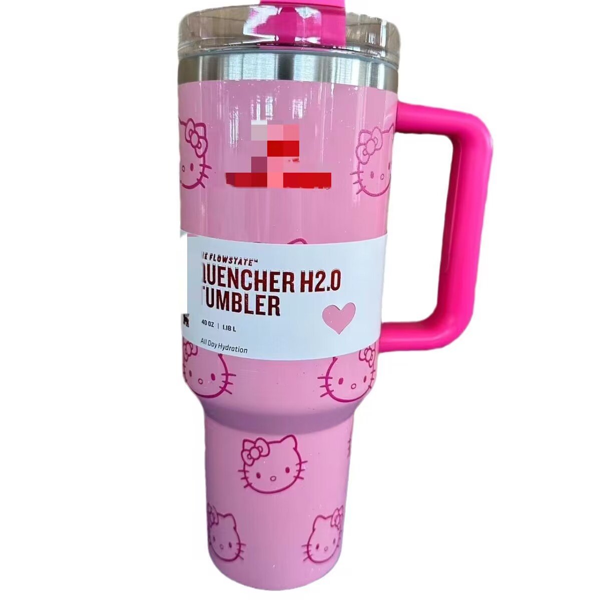 Botu 40oz Stainless Steel Insulated Mug Pink with Handle Straw Mugs Large Capacity Thermos Drinks Coke Coffee Mug