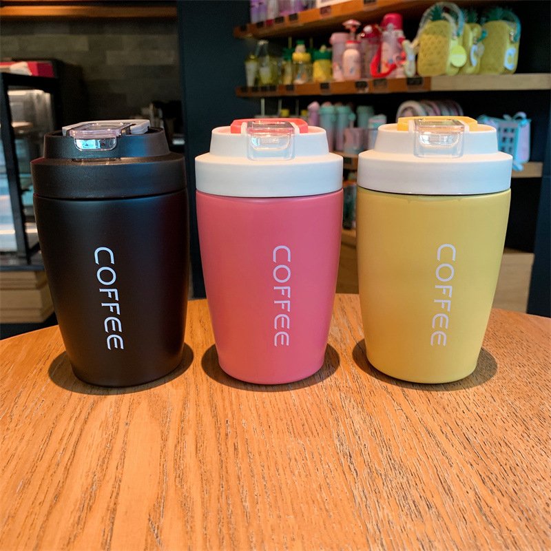 14oz 400ml Stainless Steel Insulated Thermos Coffee Mug Vacuum Bottle with Straw and Direct Drink