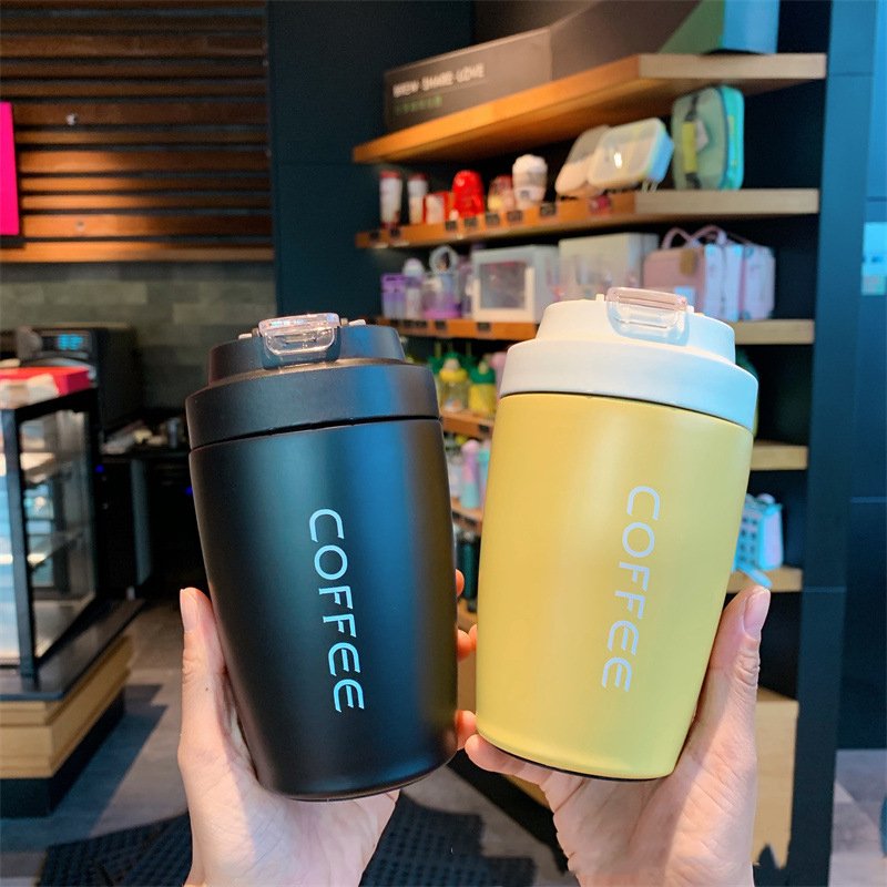 14oz 400ml Stainless Steel Insulated Thermos Coffee Mug Vacuum Bottle with Straw and Direct Drink
