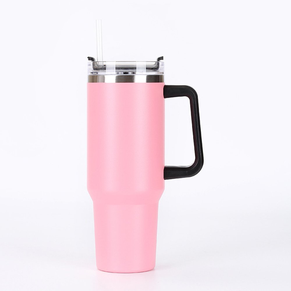 Reusable Vacuum Tumbler With Straw Stainless Steel With Handle 40oz Mug