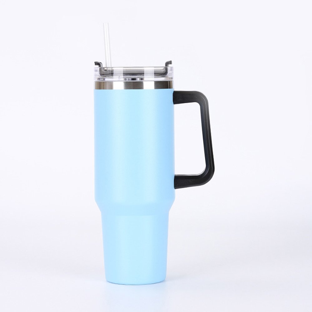 Reusable Vacuum Tumbler With Straw Stainless Steel With Handle 40oz Mug
