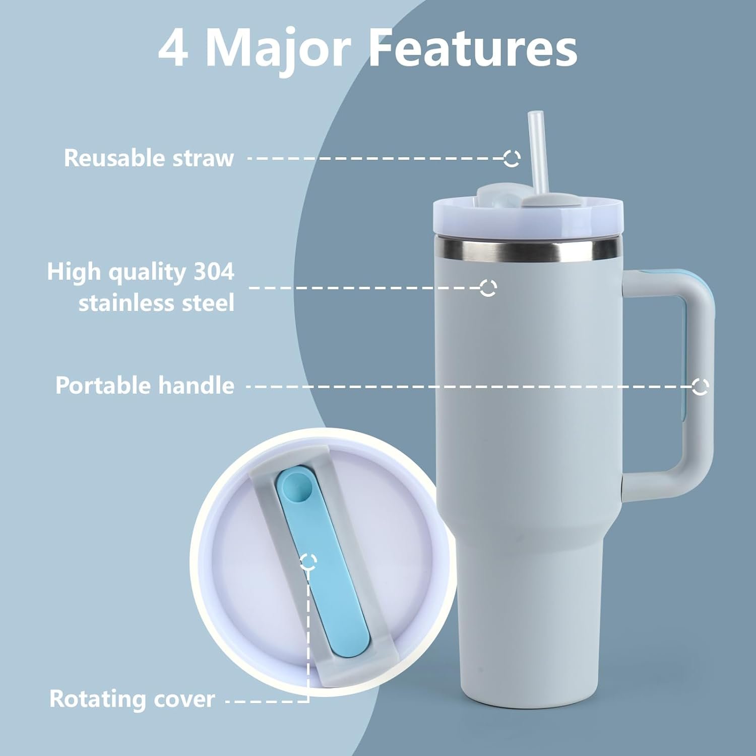 Lingyue custom logo 40oz car vaccum flask water bottle travel mugs tumblers wholesale bulk With Handle With Straw