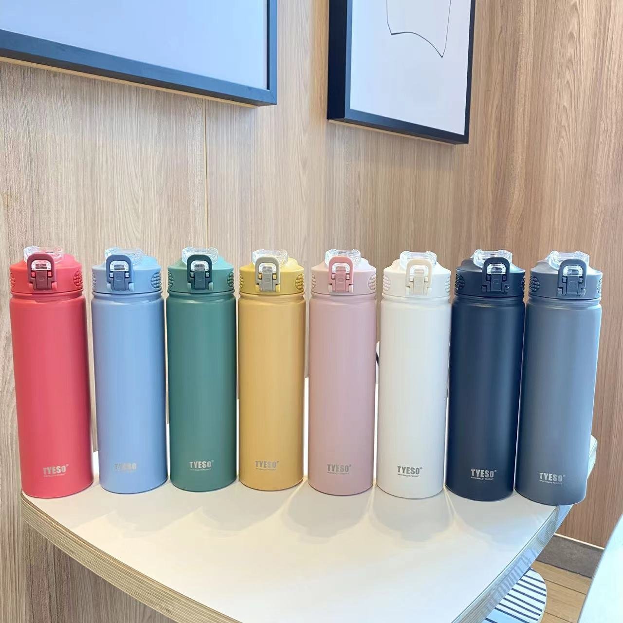 TYESO Sports bottle l tyeso stainless steel bottle Insulated Vacuum Flask Tumbler 600-750ml