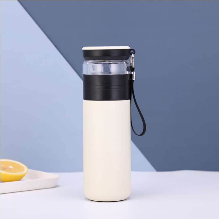 500ml vacuum flask double wall stainless steel water tea infuser bottle with glass cover