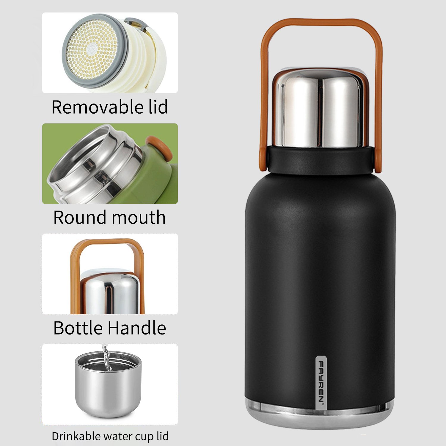 Keeps Drinks Hot and Cold for 24 Hours 304 double wall Stainless Steel wide Mouth 1.2 L Insulated Thermos Vacuum flask with Lid