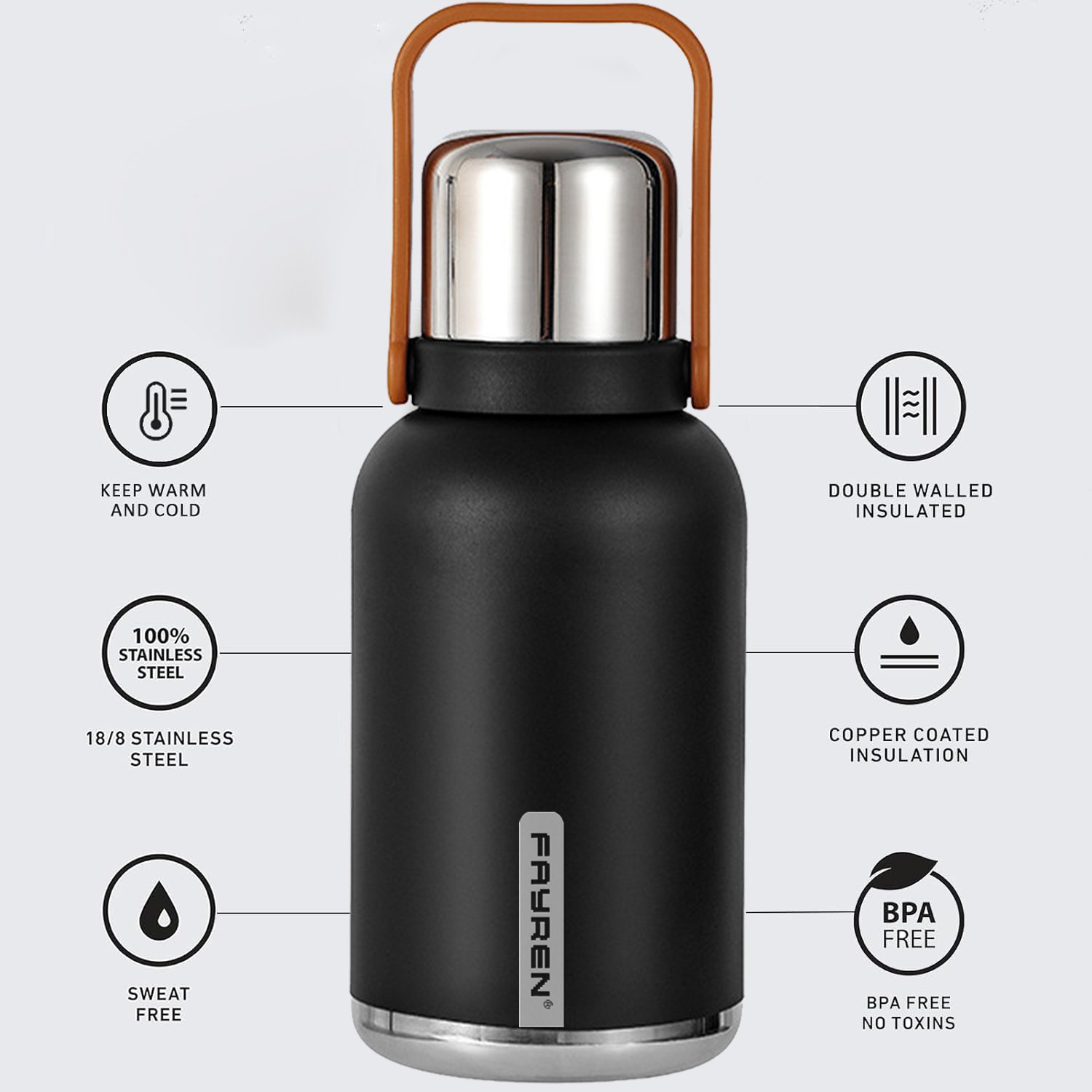 Keeps Drinks Hot and Cold for 24 Hours 304 double wall Stainless Steel wide Mouth 1.2 L Insulated Thermos Vacuum flask with Lid