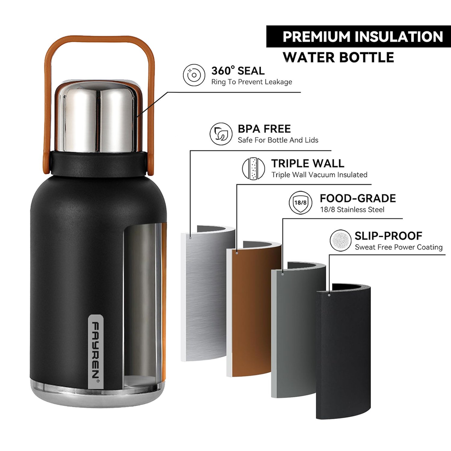 Keeps Drinks Hot and Cold for 24 Hours 304 double wall Stainless Steel wide Mouth 1.2 L Insulated Thermos Vacuum flask with Lid