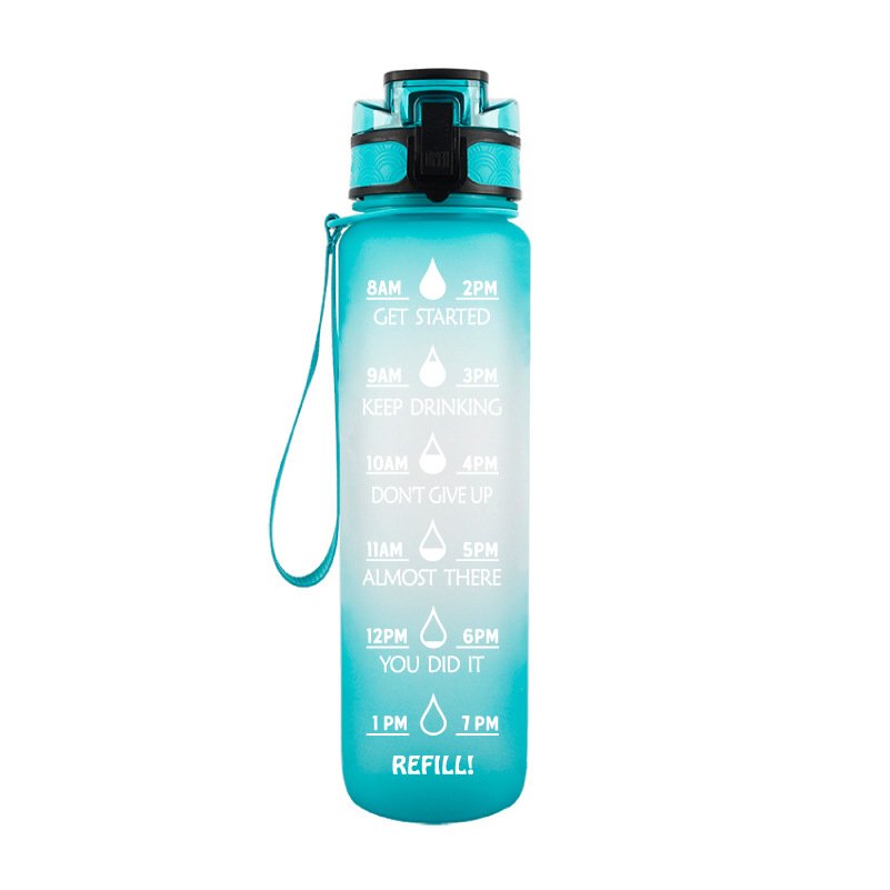 AilinGalaxy 1 liter motivational reusable plastic water bottle gym sports clear plastic motivational water bottle