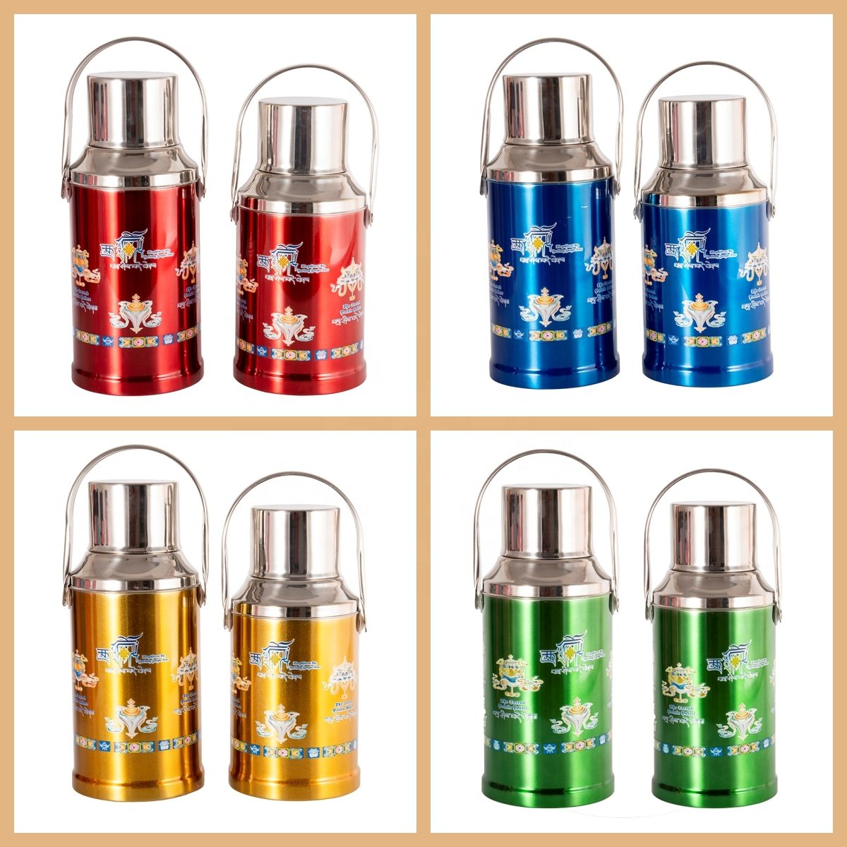 High Quality Custom Logo Buddha Element Design 1.3L 1.6L Metal Shell Glass Refill Inner Water Jug Vacuum Flask Kettle Thermos