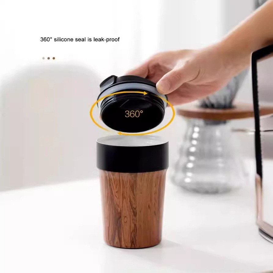 Hot Selling Coffee Wood Grain Cups, Insulated Tumbler Coffee Mug Cups, Vacuum Keep Warm Reusable Beverage Water Bottle