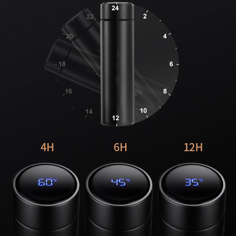 450ml Custom Water Bottle Thermos Vacuum Thermos Capsule Smart Stainless Steel Water Bottle With Thermometer