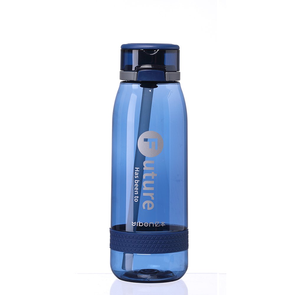 Antislip 620ml clear black water bottle with straw