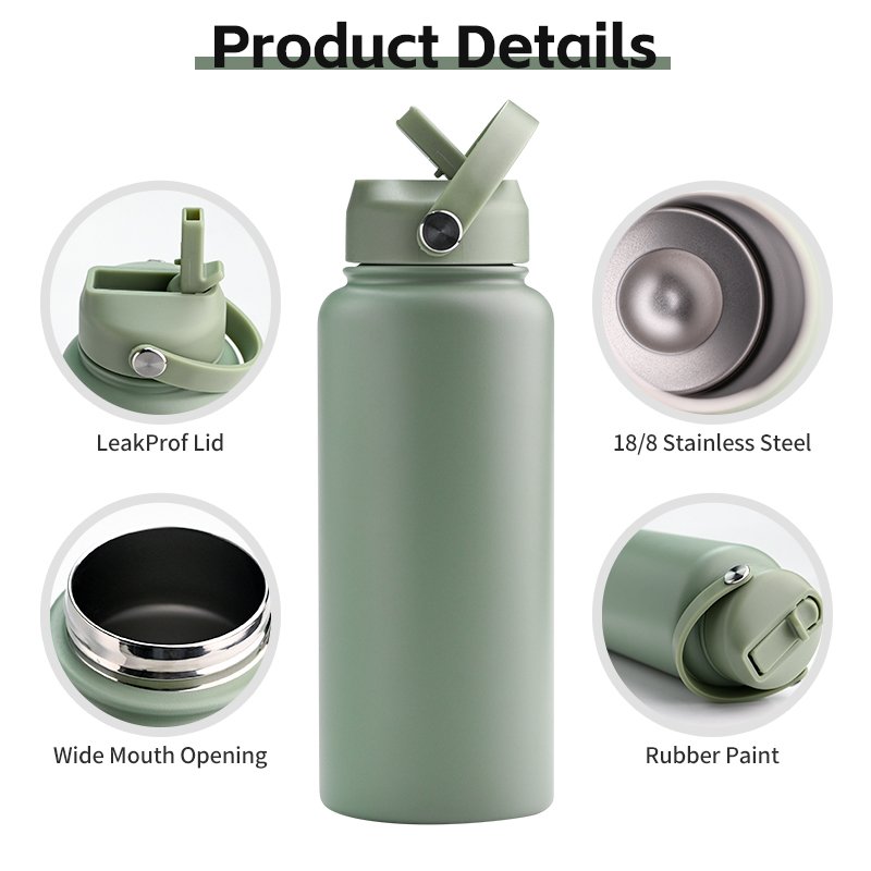 Custom stocked New Colors 18oz 32oz BPA Free Wide Mouth Double Wall Stainless Steel Insulated Vacuum flask Water Bottle