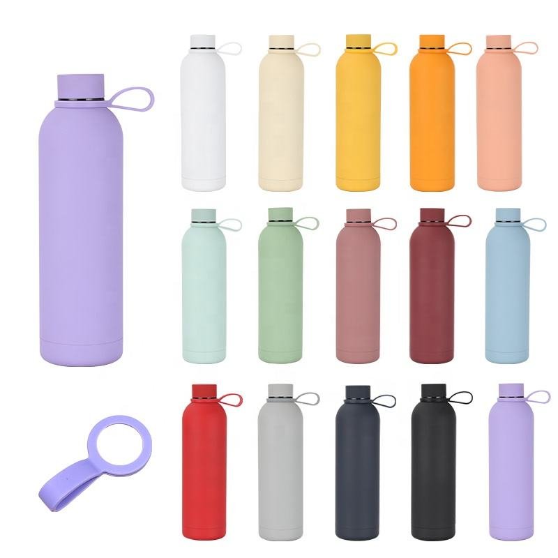 Custom 500ml Frosted Soft Touch Sport Cup Vacuum Flask Thermal Stainless Steel Drink Bottles Sports Water Bottle