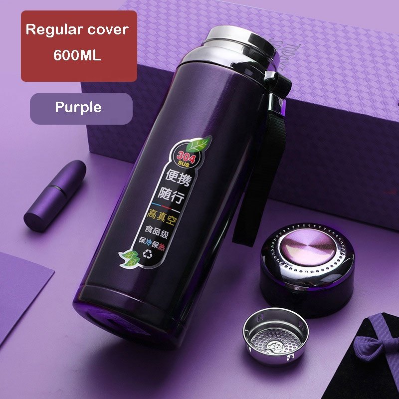 Wholesale Thermos Thermometers Flask With Strainer 600ML/800ML/1L Vacuum Flask With Digital Lid 304 Metal Thermal Office Bottle