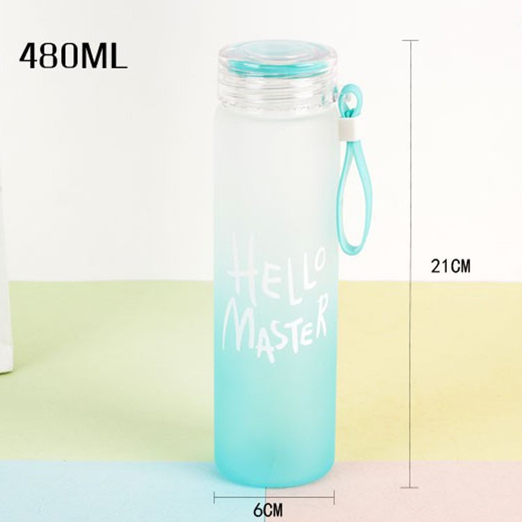 Wholesale Custom Logo Letter Water Cup Colorful Frosted Color Changing Glass Drinking Water Bottle with Lid