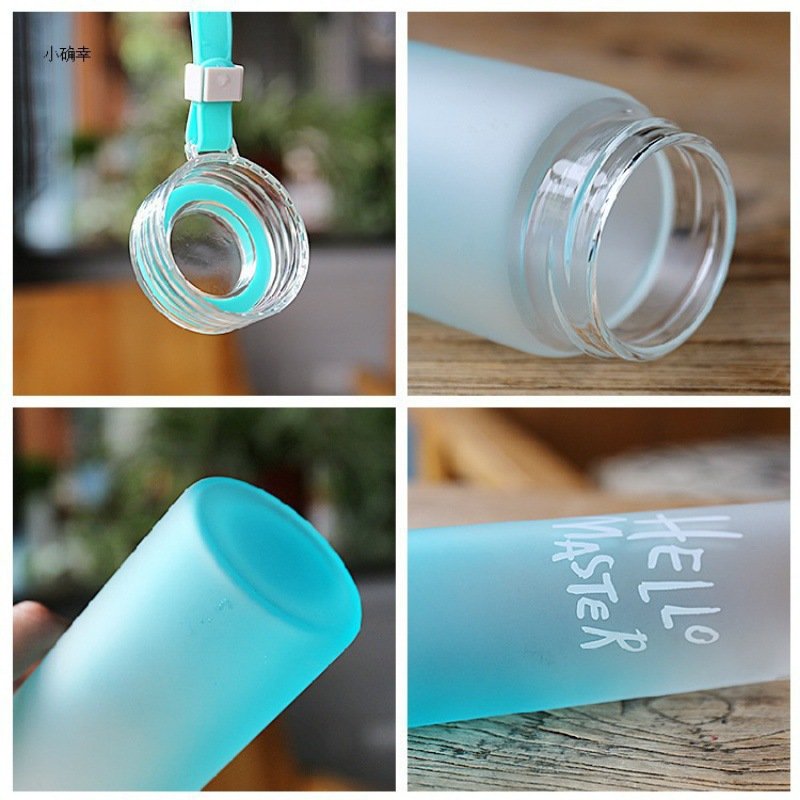 Wholesale Custom Logo Letter Water Cup Colorful Frosted Color Changing Glass Drinking Water Bottle with Lid