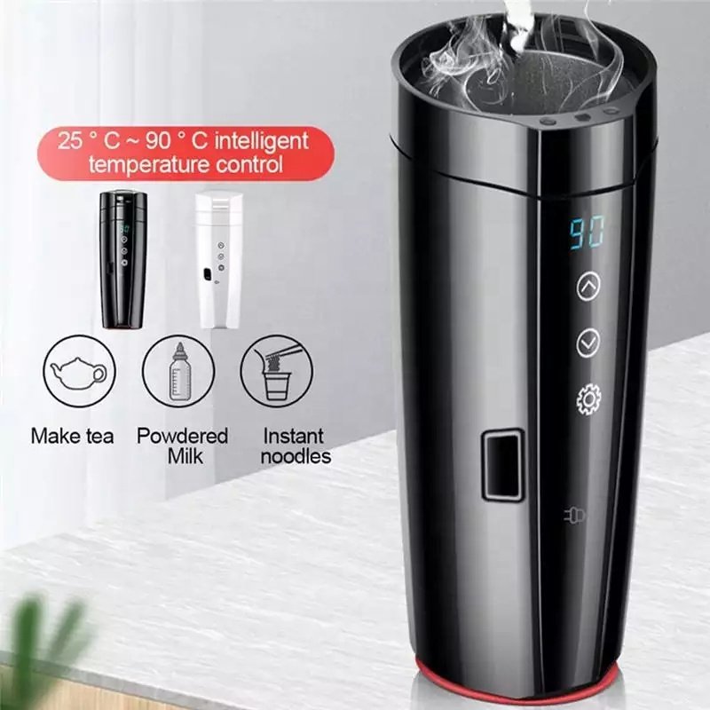 Electric Temperature Control Vacuum Flasks 12V 24V 304 Stainless Steel Heating Tumbler Travel Car Smart Mug