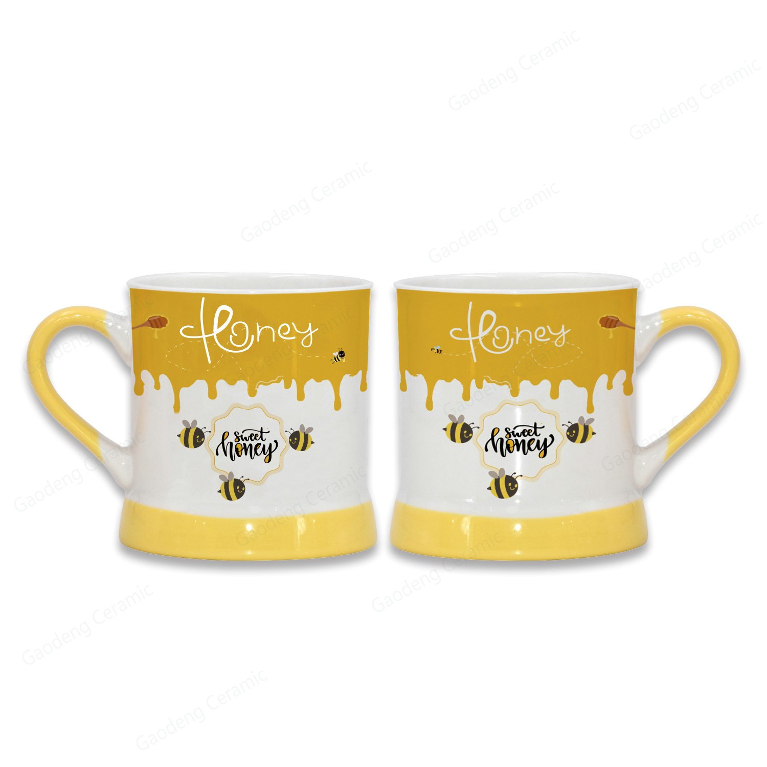 Eco-friendly Honey Bee Design Ceramic Coffee Mug, Popular Yellow Bee Tea Cups