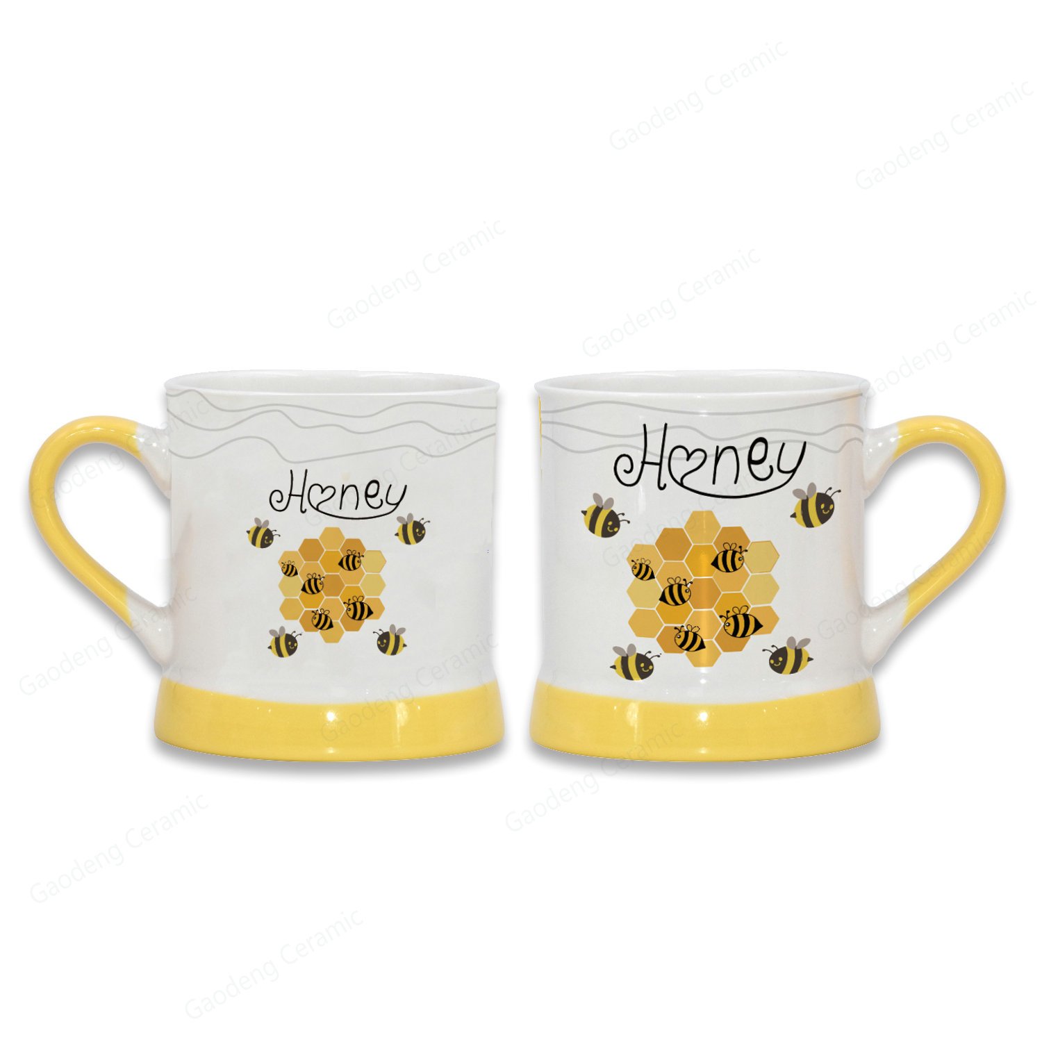 Eco-friendly Honey Bee Design Ceramic Coffee Mug, Popular Yellow Bee Tea Cups
