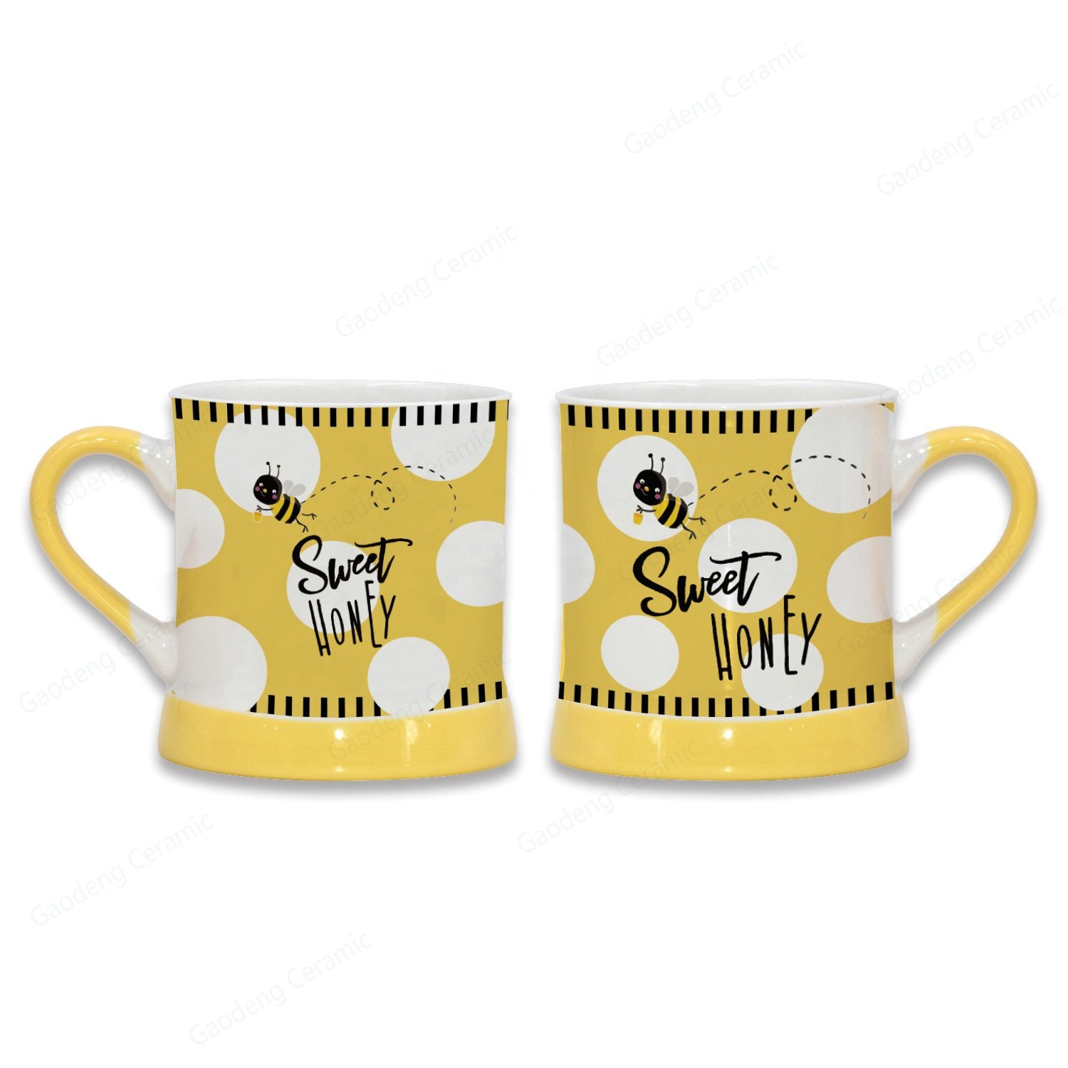 Eco-friendly Honey Bee Design Ceramic Coffee Mug, Popular Yellow Bee Tea Cups
